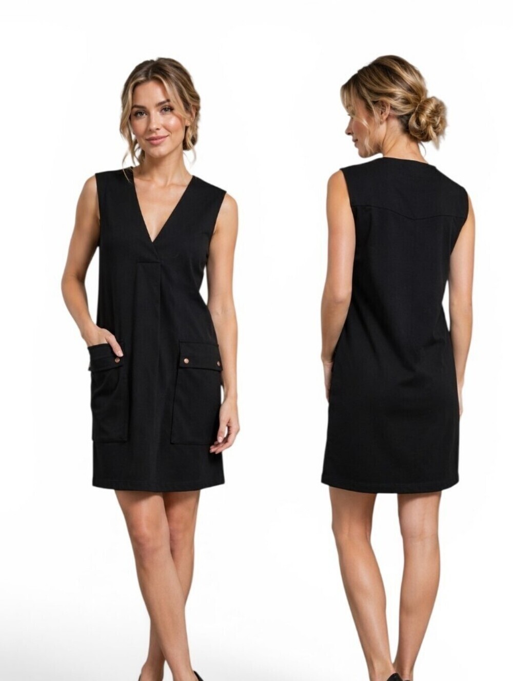 KIT and ACE Black ln the Field Sleeveless Vest Mini Dress In Black. Size 6